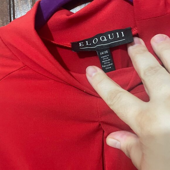 Mock Neck Top With Keyhole -  Tango Red - Picture 3 of 7